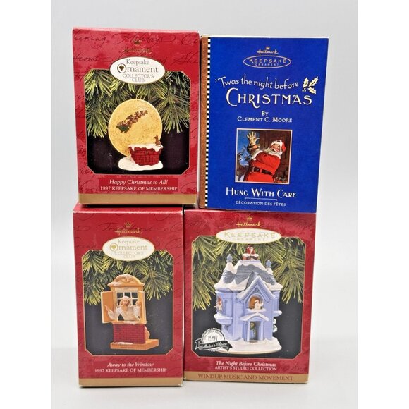 Hallmark Other - Hallmark Keepsake Twas the Night Before Christmas Collectors Club 1997 Lot of 4